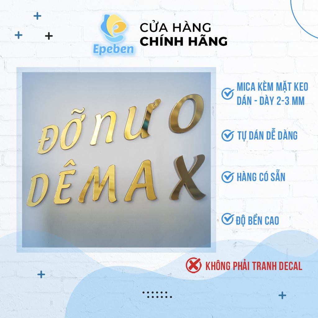 Đặt Làm Chữ Mica Làm Logo Dán Tường Dày 2mm 1 Mặt Mica 1 Mặt Keo Cao 5-&gt;30cm Font UTM Androgyne