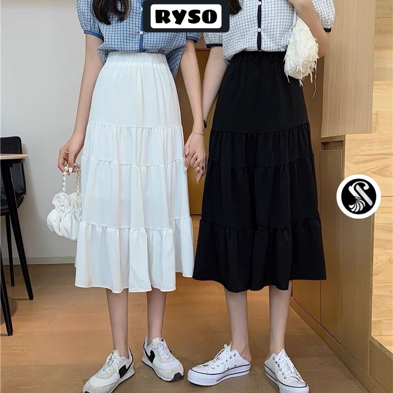 Chân Váy Dài Xếp Ly 3 Tầng Ulzzang Dáng Xòe Vintage Chất Voan Dài 2 Lớp