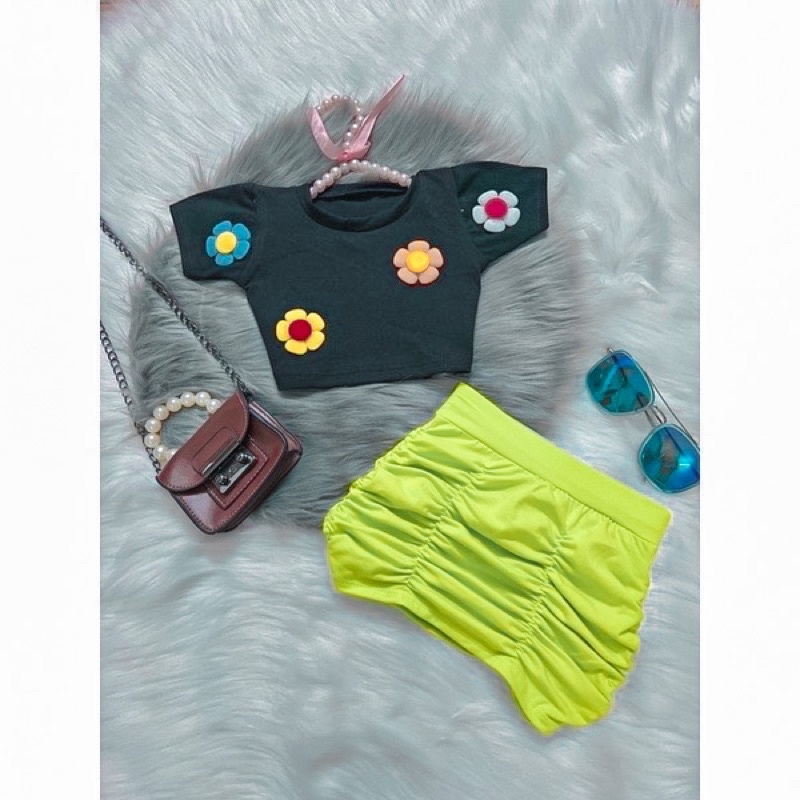 Set CV nhún + áo hoa cho bé (7-25kg)