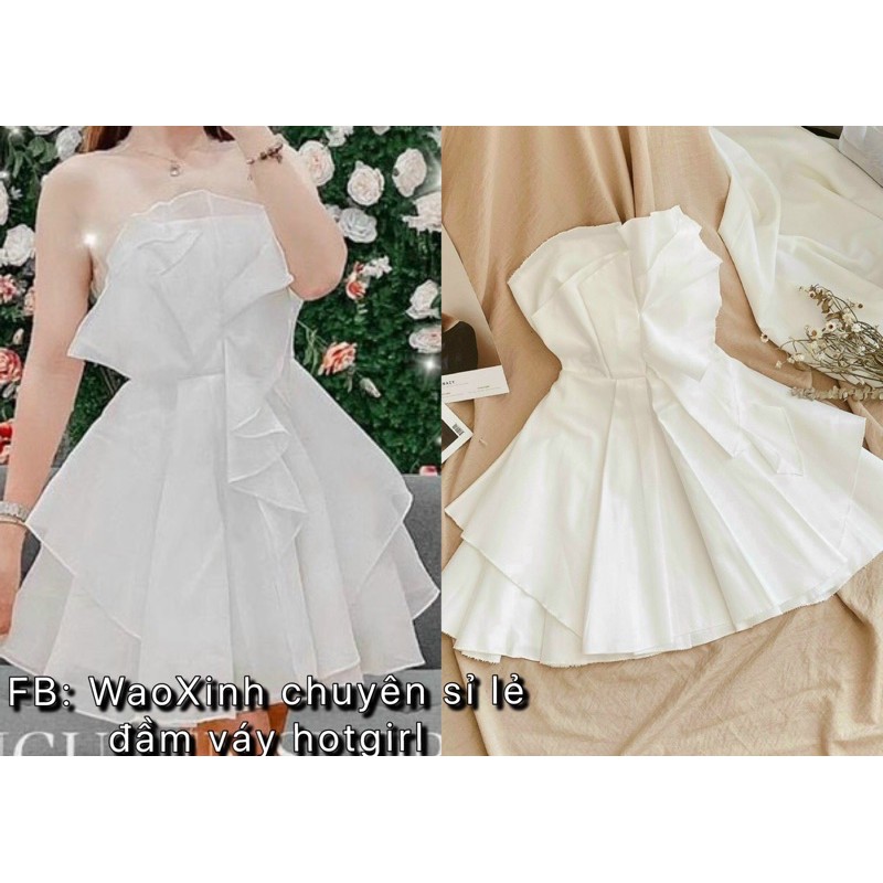 Đầm ống xoè xếp li trắng (Váy Dự Tiệc Cực Xinh)