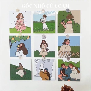 CARD CÔ GÁI MỘNG MƠ TRANG TRÍ (SET 9 MIẾNG)