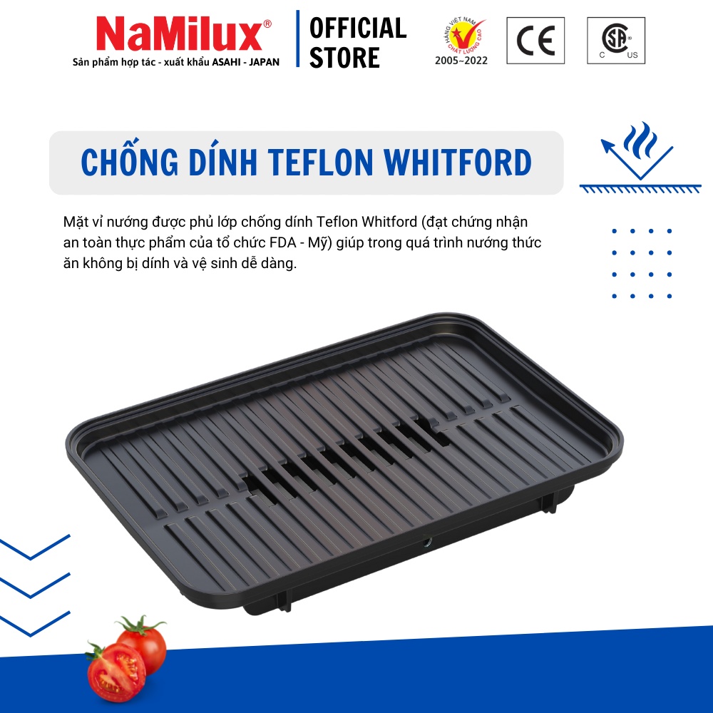 Vỉ Nướng Chống Dính NaMilux NH-GP84F│Phủ Lớp Chống Dính Teflon Whitford│Hàng Chính Hãng