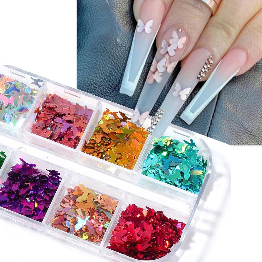 Phụ Kiện Trang Trí Móng Tay Nghệ Thuật Hình Bướm Nhiều Màu Sắc Thời Trang Mùa Hè Dành Cho Nữ
