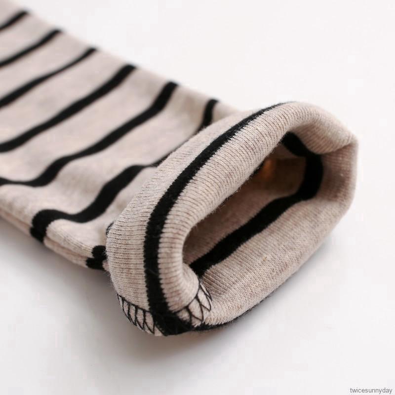 Áo tay dài họa tiết sọc ngang phối nơ cổ áo xinh xắn cho bé gái