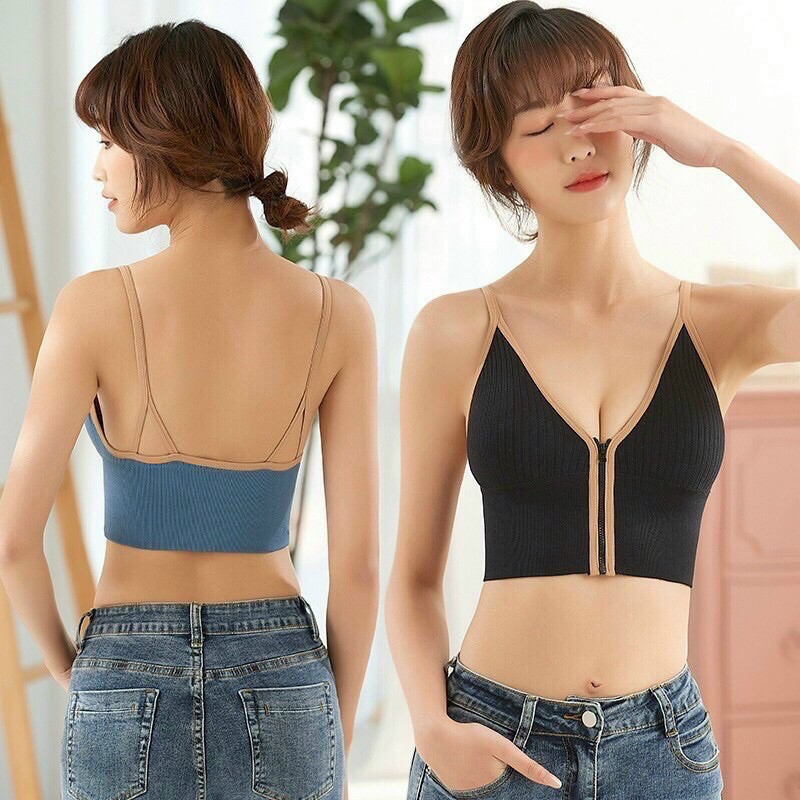 HOT- ÁO BRA CROPTOP KHOÉT SÂU KHOÁ KÉO SEXY