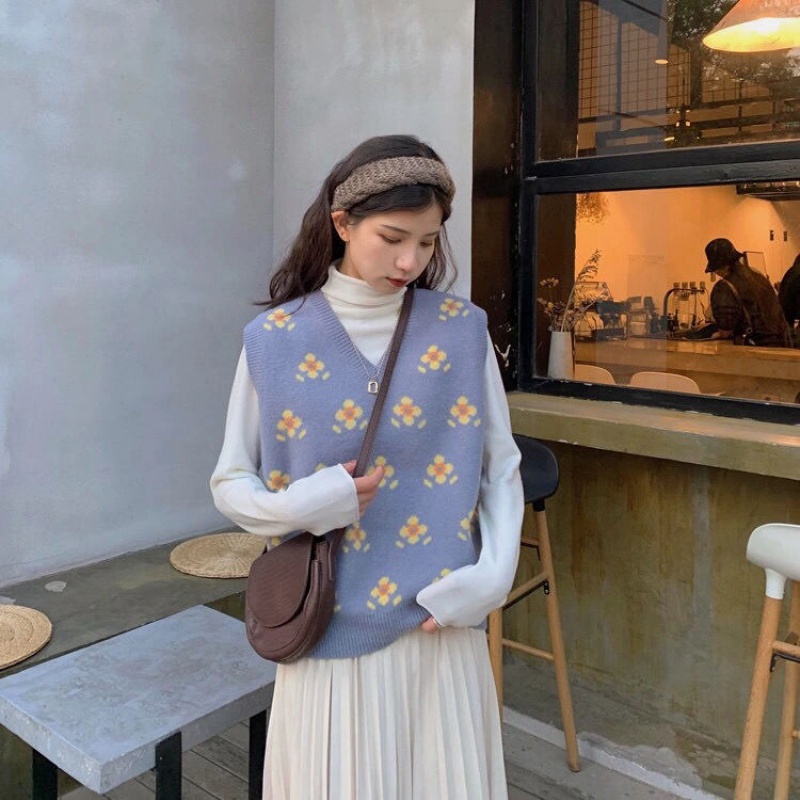 Áo Khoác Len Không Tay Cổ Chữ V Thời Trang Cho Nữ