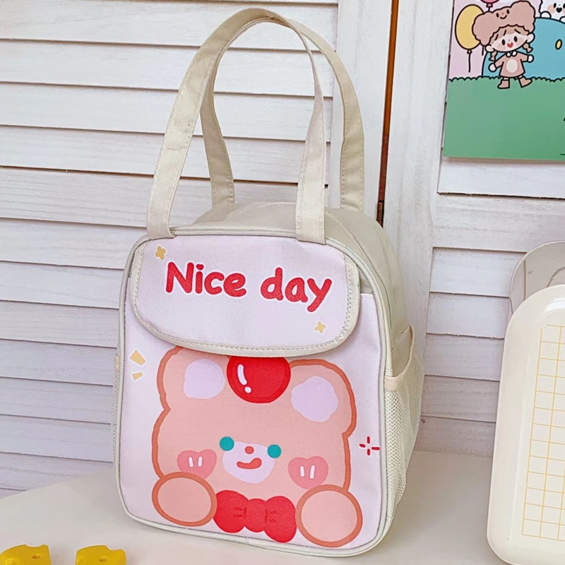 Túi Đựng Hộp Cơm Trưa Có Khóa Kéo In Họa Tiết Hoạt Hình Dễ Thương