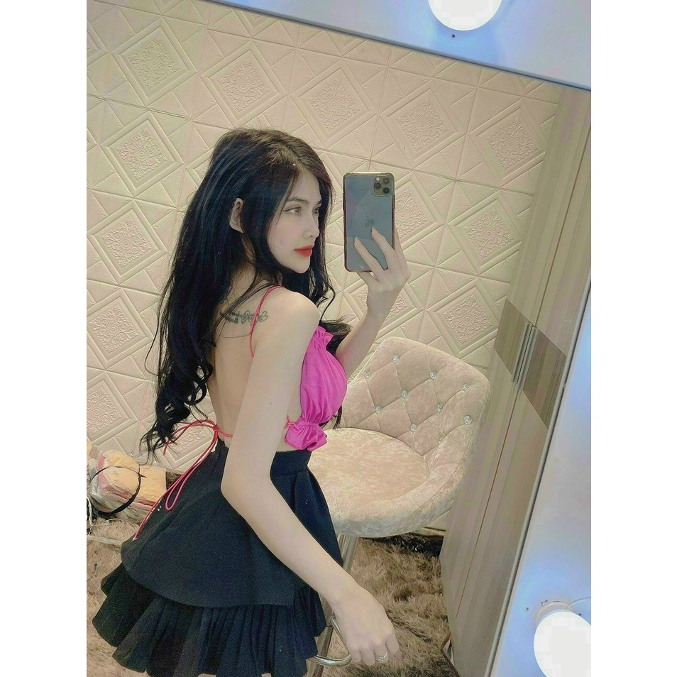 áo kiểu ống viền bèo đan dây bún lưng sexy