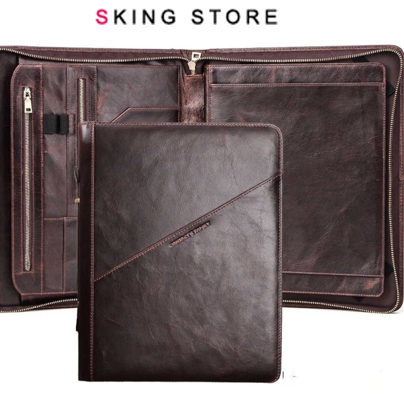 Cặp da bò công sở Cặp đựng hồ sơ giấy tờ cao cấp da bò thật 100%