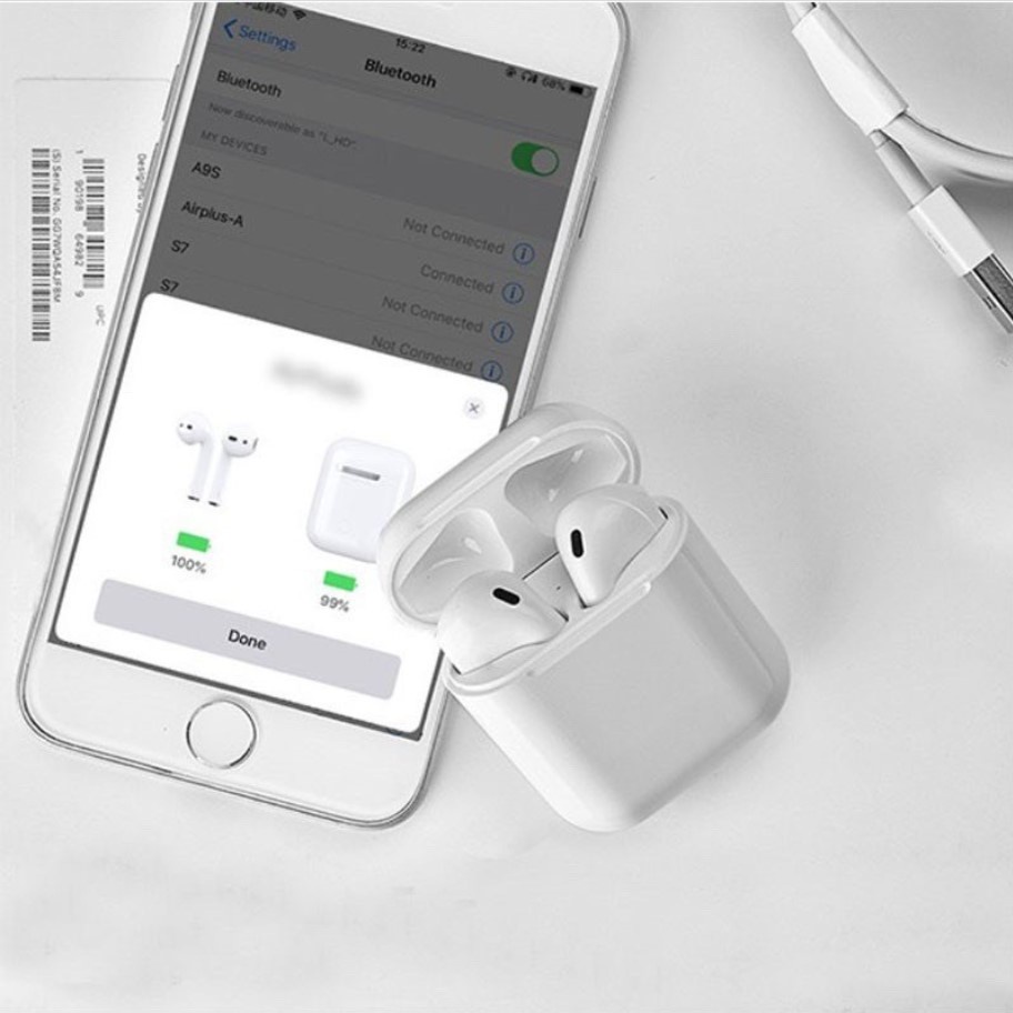 Tai Nghe Bluetooth Không Dây i12 Hàng Chính Hãng Chống Nước Chống Ồn Full Box Bảo Hành 1 Năm