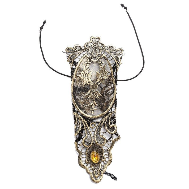 Găng tay ren hở ngón đính đá phong cách cổ điển cho nữ