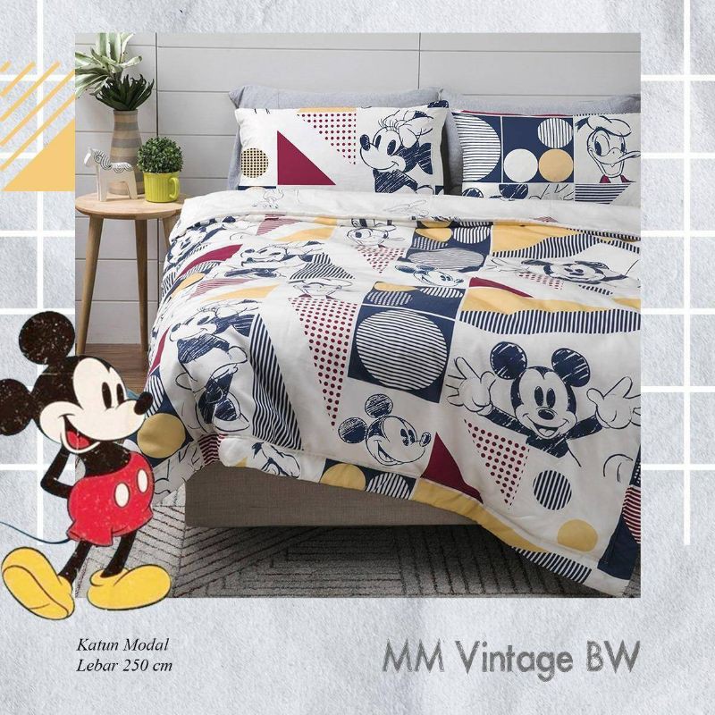 [người bán địa phương] Vỏ Gối Chăn Và Ga Giường Vải Lanh Hình Chuột Mickey Đáng Yêu Dành Cho Trẻ 180x200