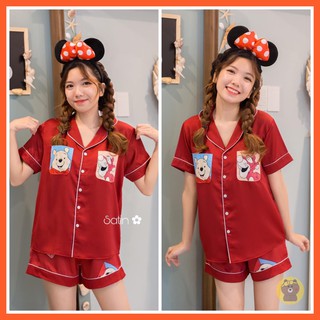Đồ ngủ nữ ❤️ freeship ❤️ đồ bộ pijama lụa satin cao cấp tay ngắn, quần đùi