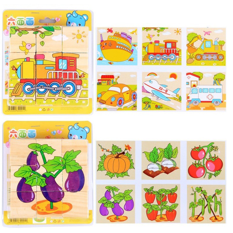 Tranh Ghép 6 Mặt Từ 9 Khối- Đồ Chơi Ghép Hình Phát triển Tư Duy ( Giao Ngẫu Nhiên)