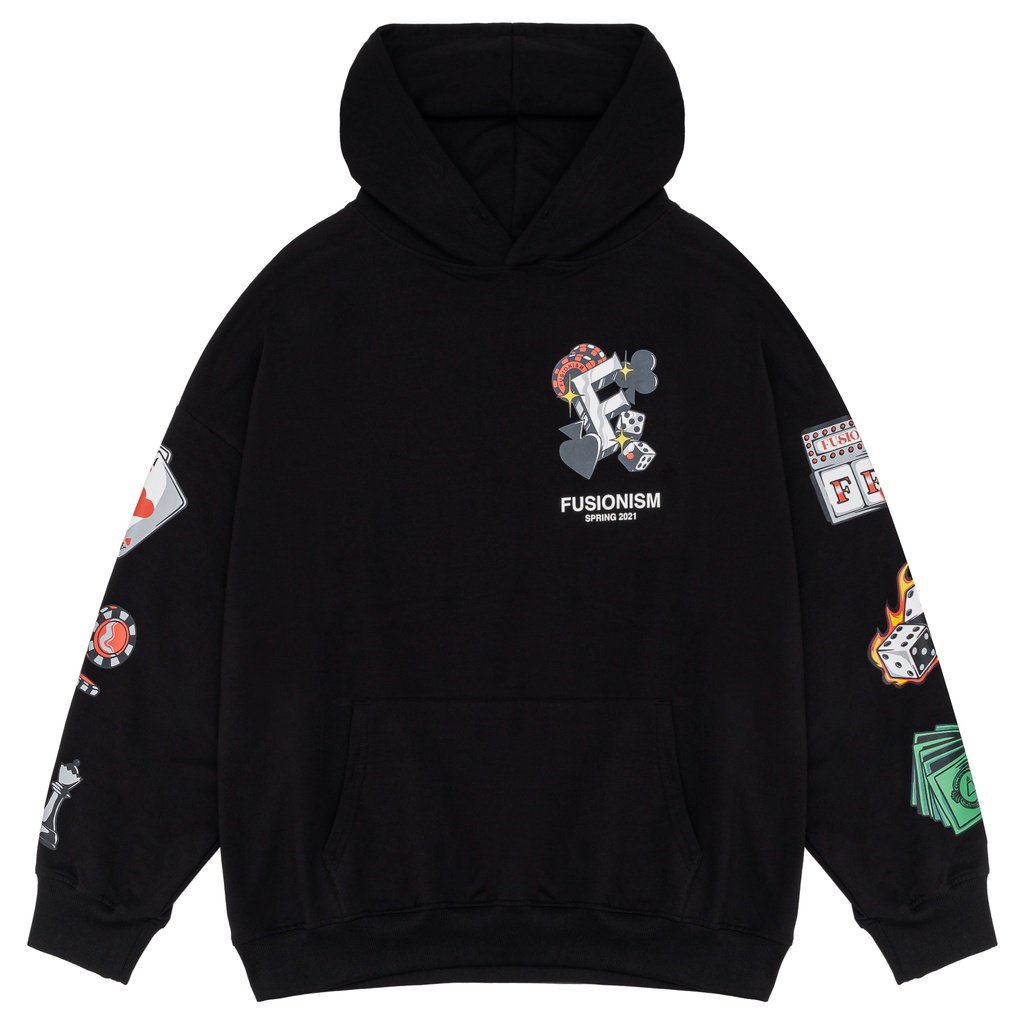 Áo khoác Hoodie In Black Jack Fusionism / Màu Trắng Đen / Unisex Nam Nữ