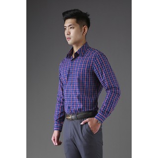 [ARISTINO SALE] ÁO SƠ MI DÀI TAY ARISTINO ALS36307 MÀU TÍM THAN KẺ CARO CAM