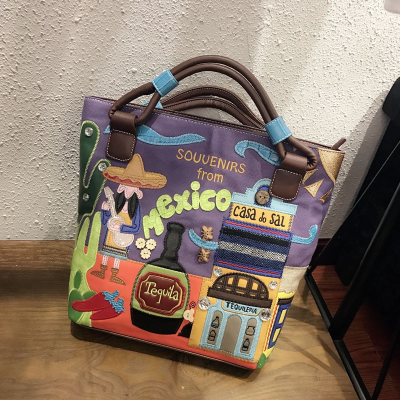 Túi xách độc lạ thêu thủ công nhiều màu sắc Mexico