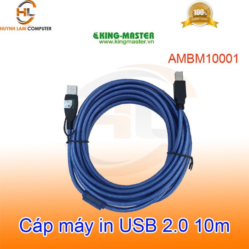 Cáp máy in 10m KingMaster AMBM10001 chuẩn USB 2.0 - Hãng phân phối