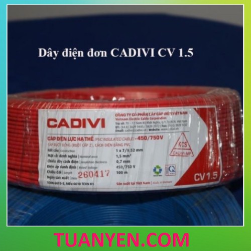 [ HÀNG CHÍNH HÃNG] Dây Cáp Điện Đơn CaDiVi CV 1.0, 1.25,  1.5, 2.0, 2.5, mm CUỘN 100M