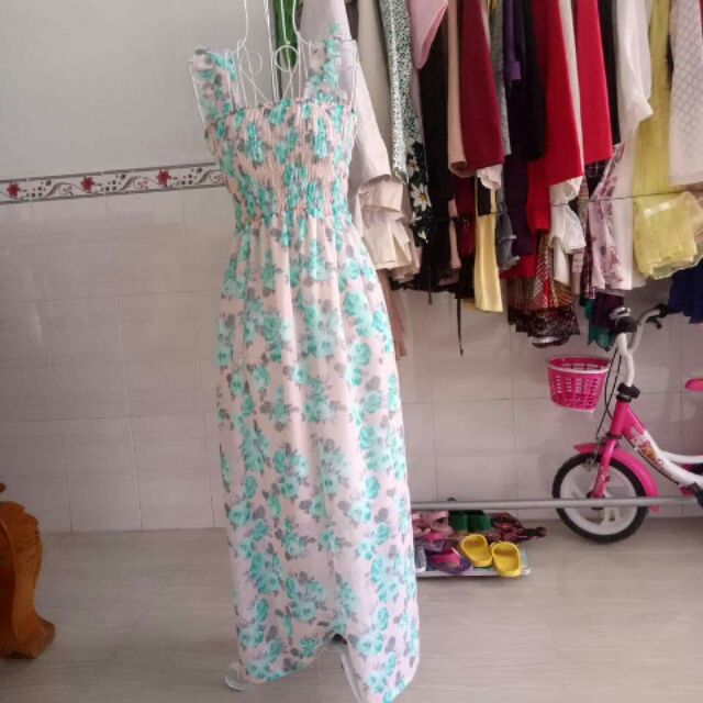 Đầm maxi voan 2 dây