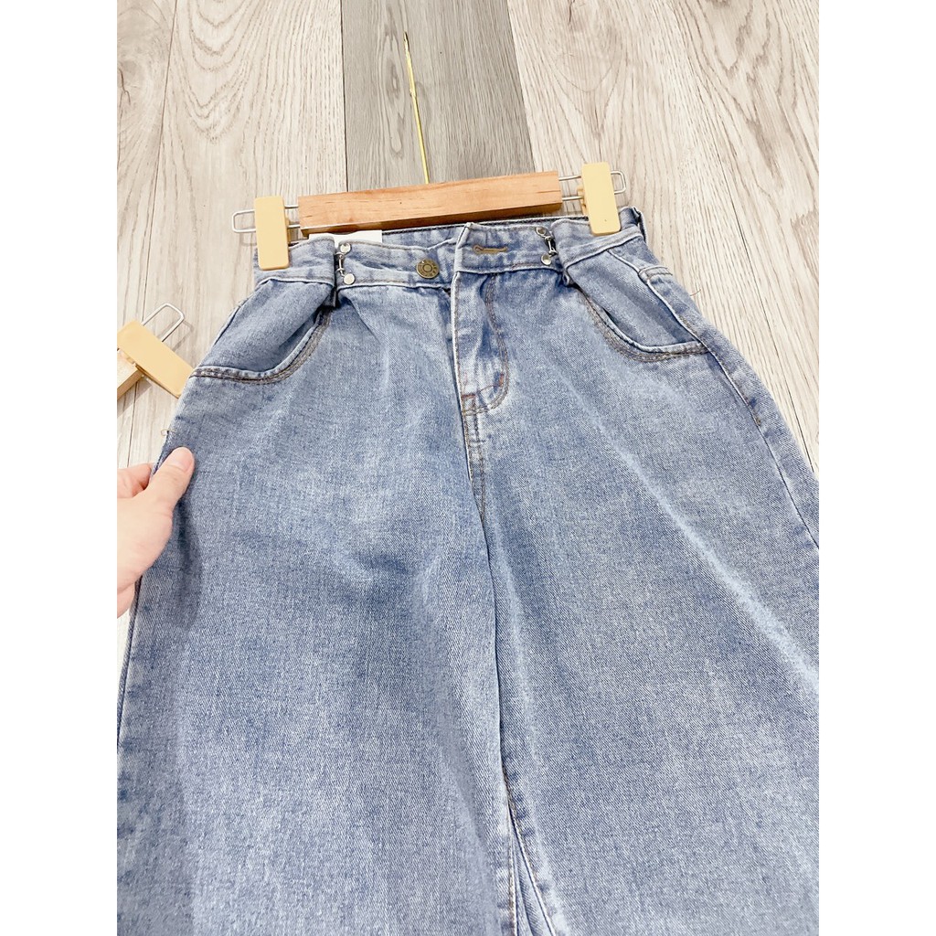 Quần Jeans Nữ Ống Rộng SIMPLE JEANS Xanh Nhạt Lưng Cao Dáng Suông Ulzzang | BigBuy360 - bigbuy360.vn