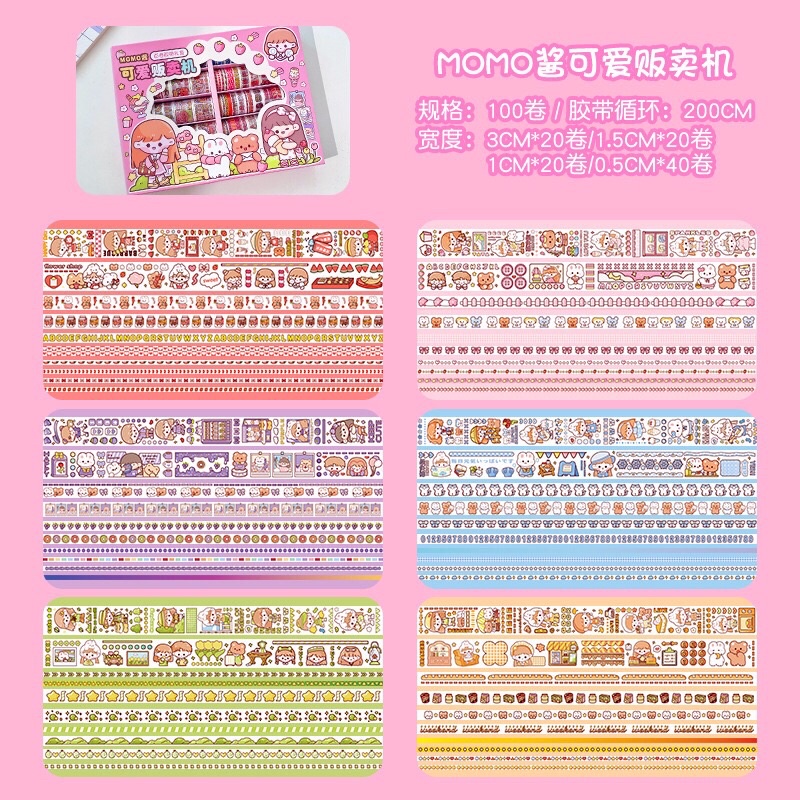 Cuộn washitape 2m hình ảnh chủ đề dễ thương phong cách Hàn Quốc