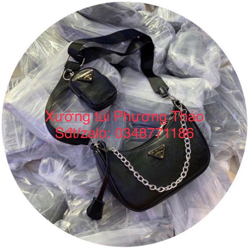 Set Túi Da 2in1 Cá Tính♥️Xả Tết Bán Lỗ♥️Túi Đeo Chéo Nữ Trẻ Trung Sang Trọng SÉT 2 PRADA