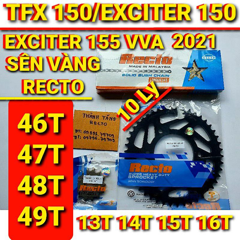 NHÔNG SÊN DĨA 10LY VÀNG TFX 150/FZ 150i/EXCITER 155/EXCITER 150 DĨA 46T 47T 48T 49T NHÔNG 13T 14T 15T 16T CHÍNH HÃNG