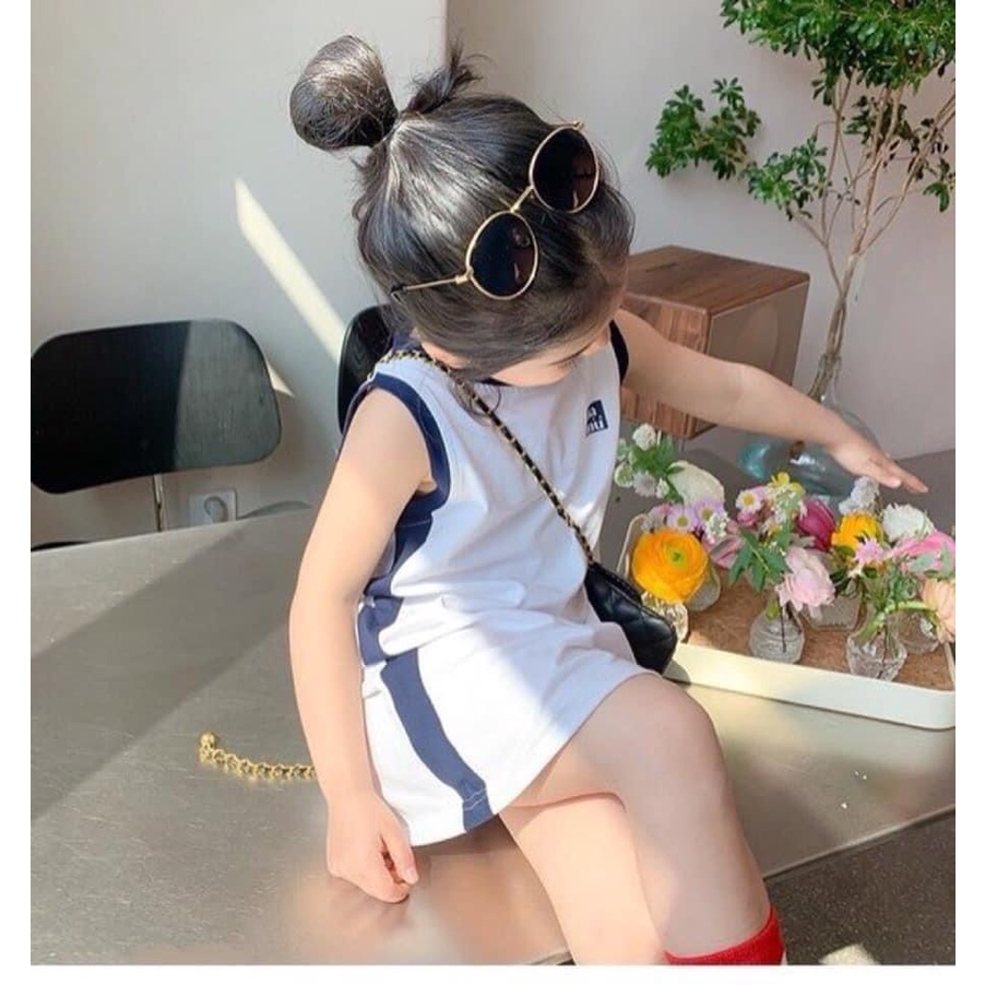 ĐẦM BODY XANH IN NAMIRU CHO BÉ GÁI