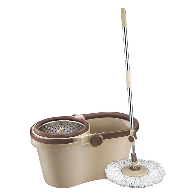 Bộ Cây Lau Nhà Xoay Tay Compact Spin Mop Lock&amp;Lock ETM466: Thùng Giặt + Cây + Bông Lau