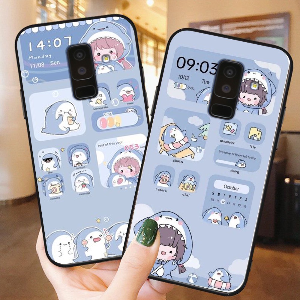 Ốp lưng điện thoại Samsung a6 2018 / a6 plus / j8 bộ cá mập shack đu đu đu xanh