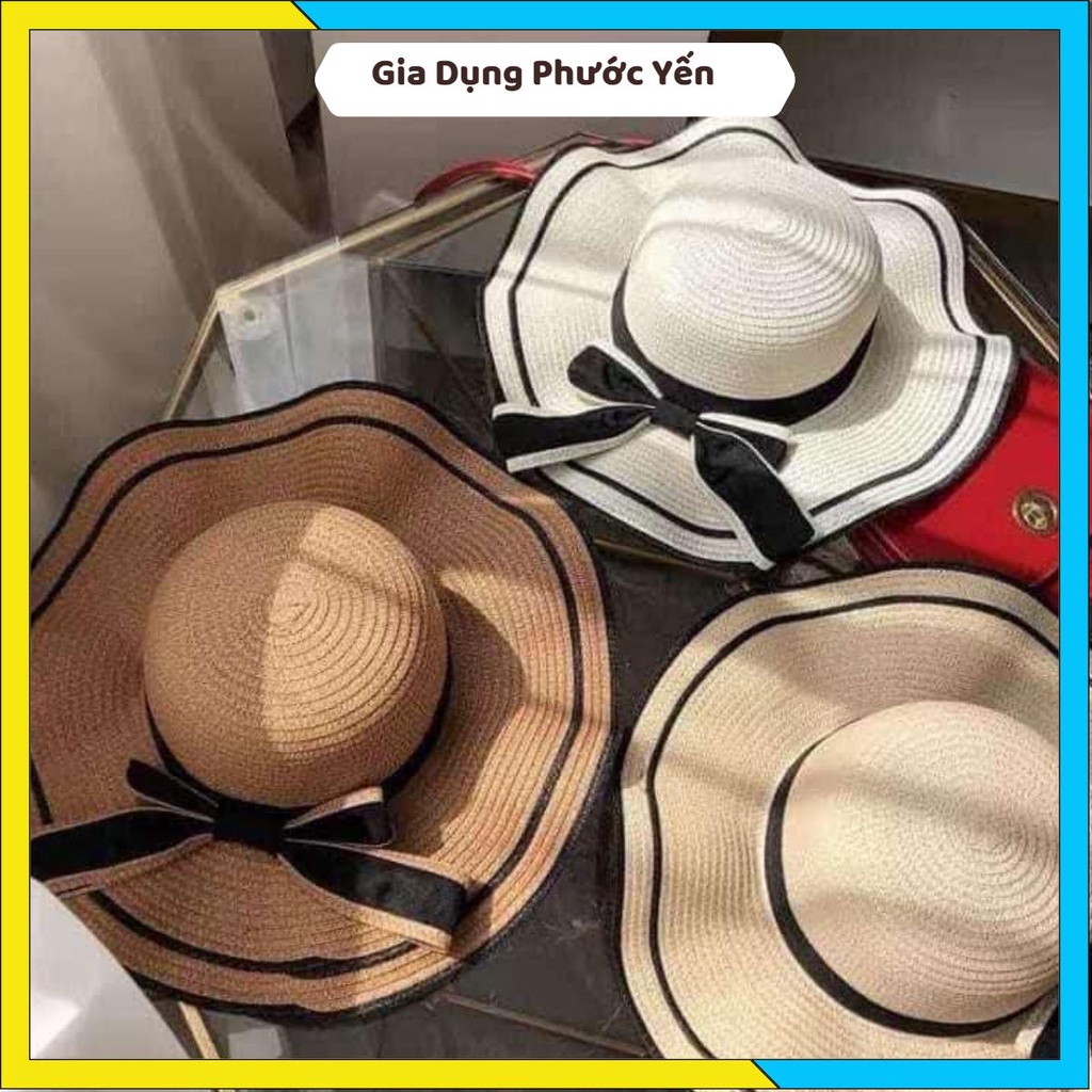 Mũ cói đi biển thắt nơ phong cách Hàn Quốc