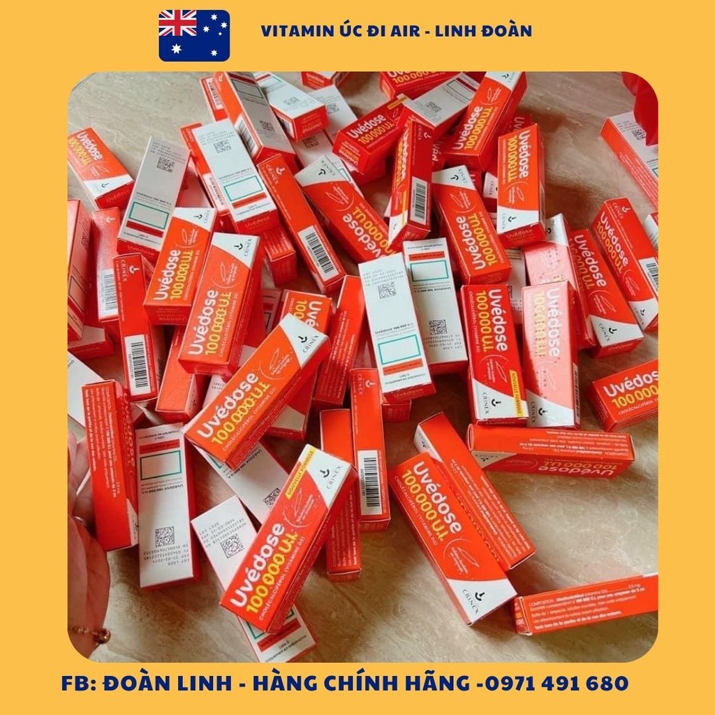 Vitamin D3 1 liều 3 tháng Uvedose Pháp dành cho bé trên 18 tháng, Hàng chuẩn Pháp, D3 liều cao