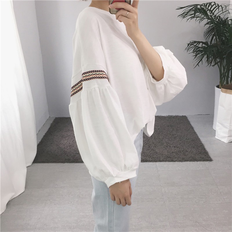 Áo thun IELGY nữ dài tay cổ tròn thời trang Hàn