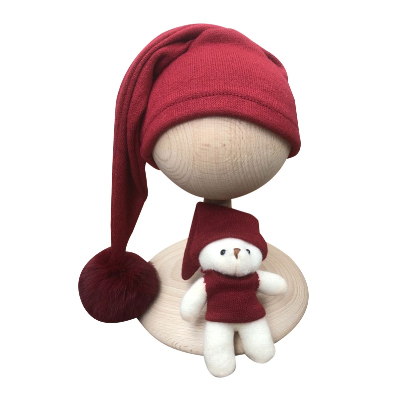 Bộ 3 Món Áo Liền Quần Tay Dài + Nón + Bóng Lông Cho Bé Sơ Sinh Chụp Ảnh