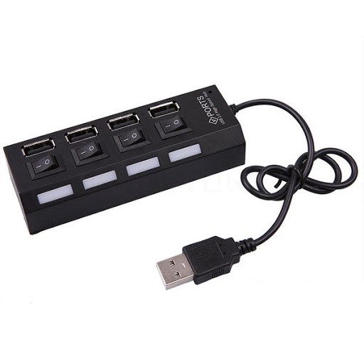 BỘ CHIA CỔNG USB HUB 4 PORT HÌNH Ổ ĐIỆN CÓ CÔNG TẮC LED ĐA NĂNG CHO MÁY TÍNH LAPTOP, PC, ĐIỆN THOẠI, MÁY IN, ĐỌC THẺ NHỚ