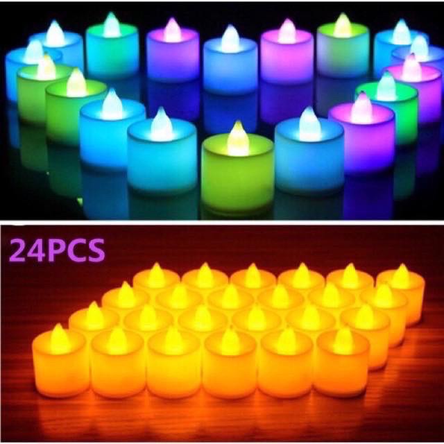 1 Hộp 24 Cây Đèn Led Nến Điện Tử Mini Xài Pin Trang Trí Cưới Hỏi Lễ Tiệc Smokeless Candle Tealight