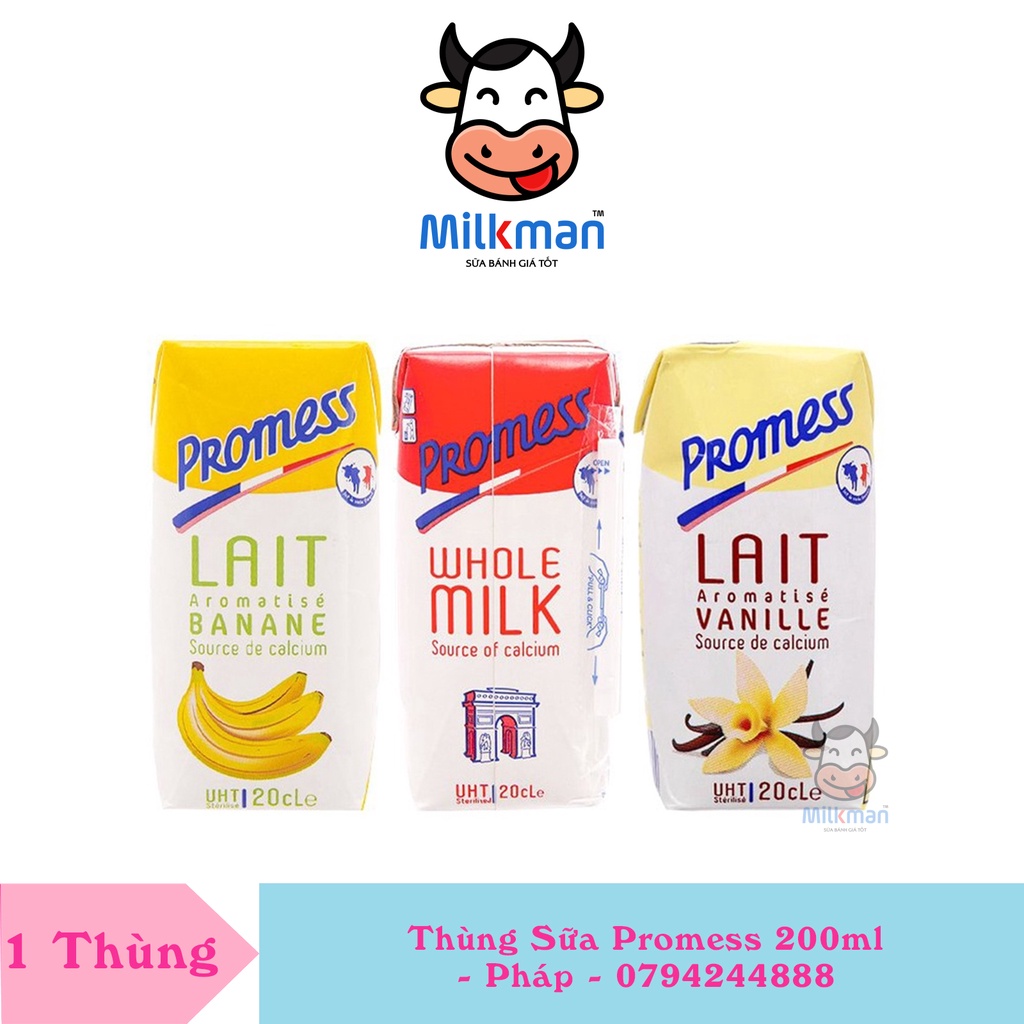 THÙNG 24 HỘP SỮA TƯƠI TIỆT TRÙNG PROMESS 200ML - SỮA TƯƠI TIỆT TRÙNG NHẬP KHẨU PHÁP