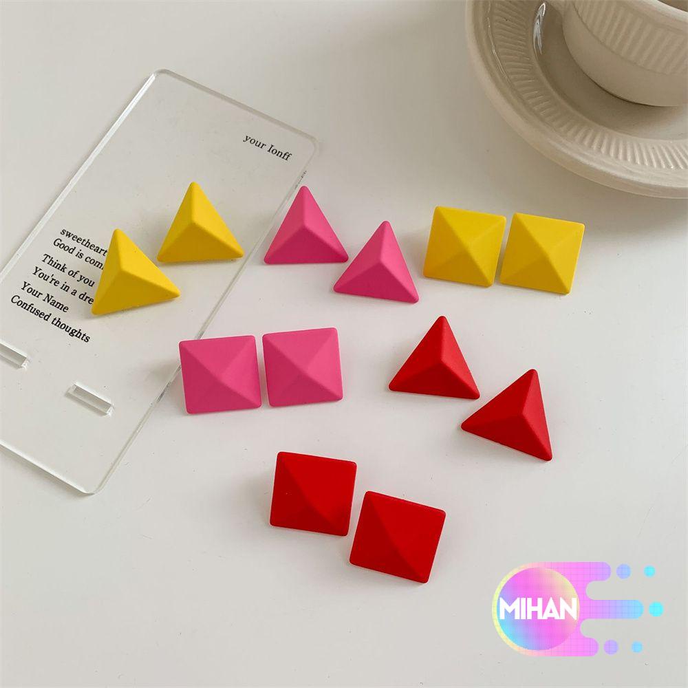 Bông Tai Trang Sức Mặt Tròn/Vuông/Tam Giác Màu Neon Thời Trang Giáng Sinh MIHAN1