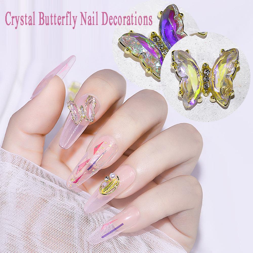 Phụ Kiện Trang Trí Móng Tay Hình Bướm Bằng Hợp Kim Lấp Lánh