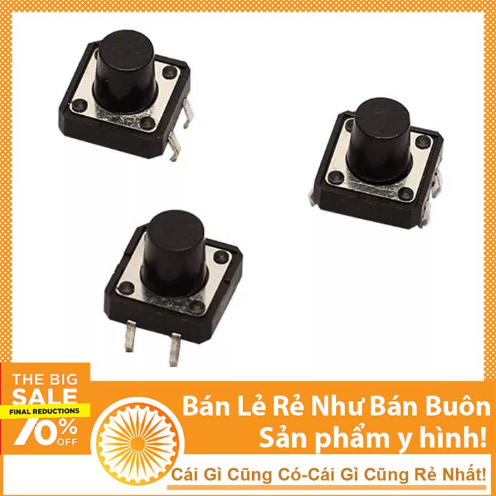 Nút Nhấn 4 Chân 12x12x10mm 2A Đen
