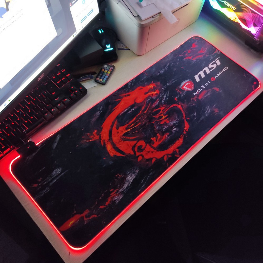 ▶️  Mouse Pad, bàn di chuột, lót di chuột tích hợp Led RGB MSI sáng viền, kích thước 80cm x 30cm dày 4mm giá tốt