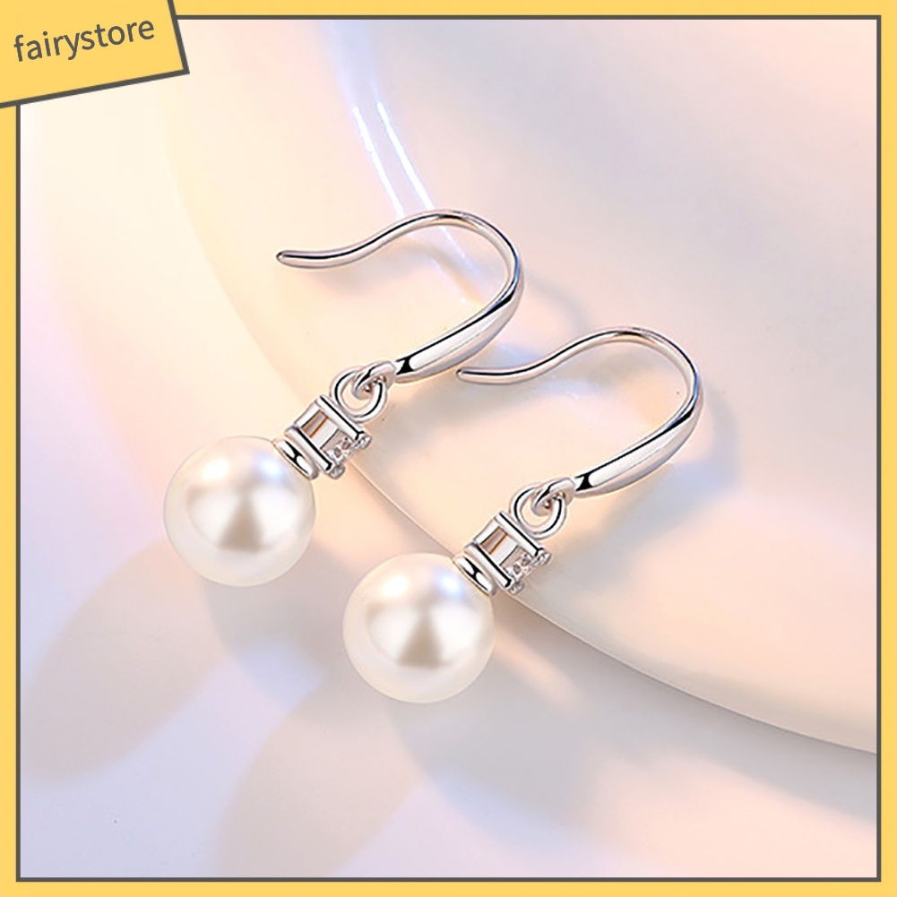 Khuyên Tai Dạng Móc Đính Ngọc Trai Nhân Tạo Kiểu Dáng Thời Trang