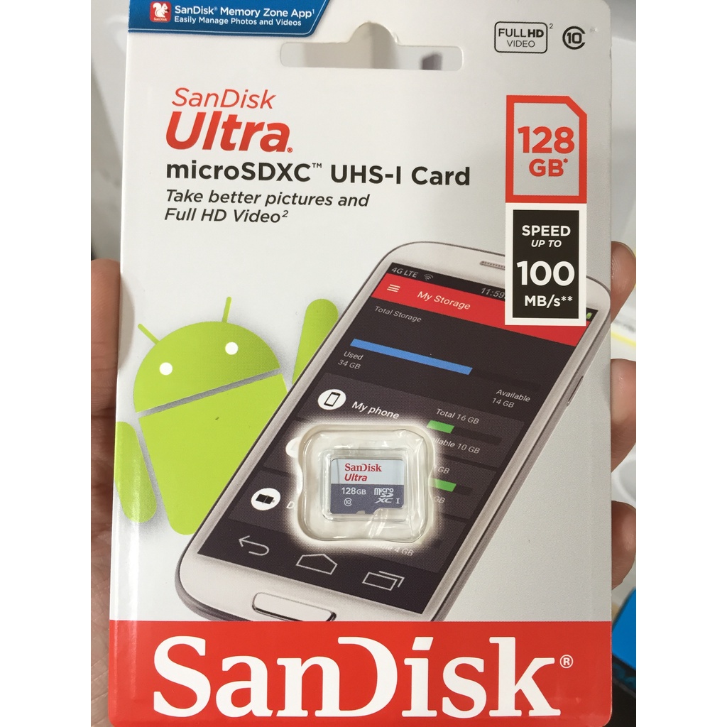 Thẻ nhớ microSD 32GB/64GB/128GB Sandisk Ultra 100MB/s, Thẻ nhớ camera wifi