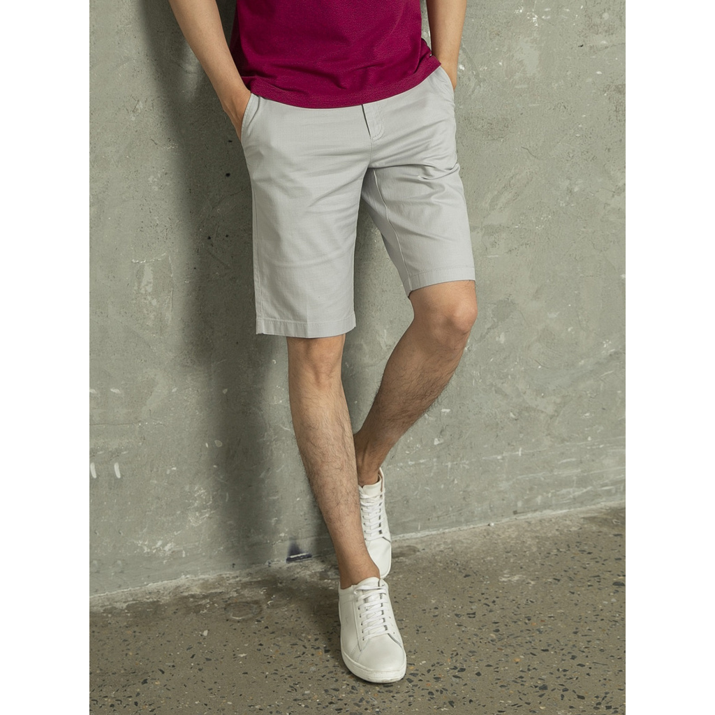Quần Short Nam Aristino ASO009S1 Quần Short Kaki Màu Xám 36 Slub Dáng Regular Fit