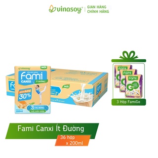 Thùng  sữa đậu nành Fami Canxi ít đường (36 hộp x 200ml)