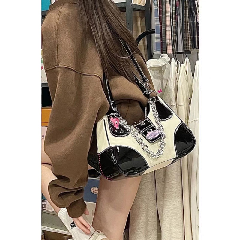 Túi Đeo Vai Chất Liệu Da Nylon Phối Dây Xích Kim Loại Thời Trang 2022 Cho Nữ