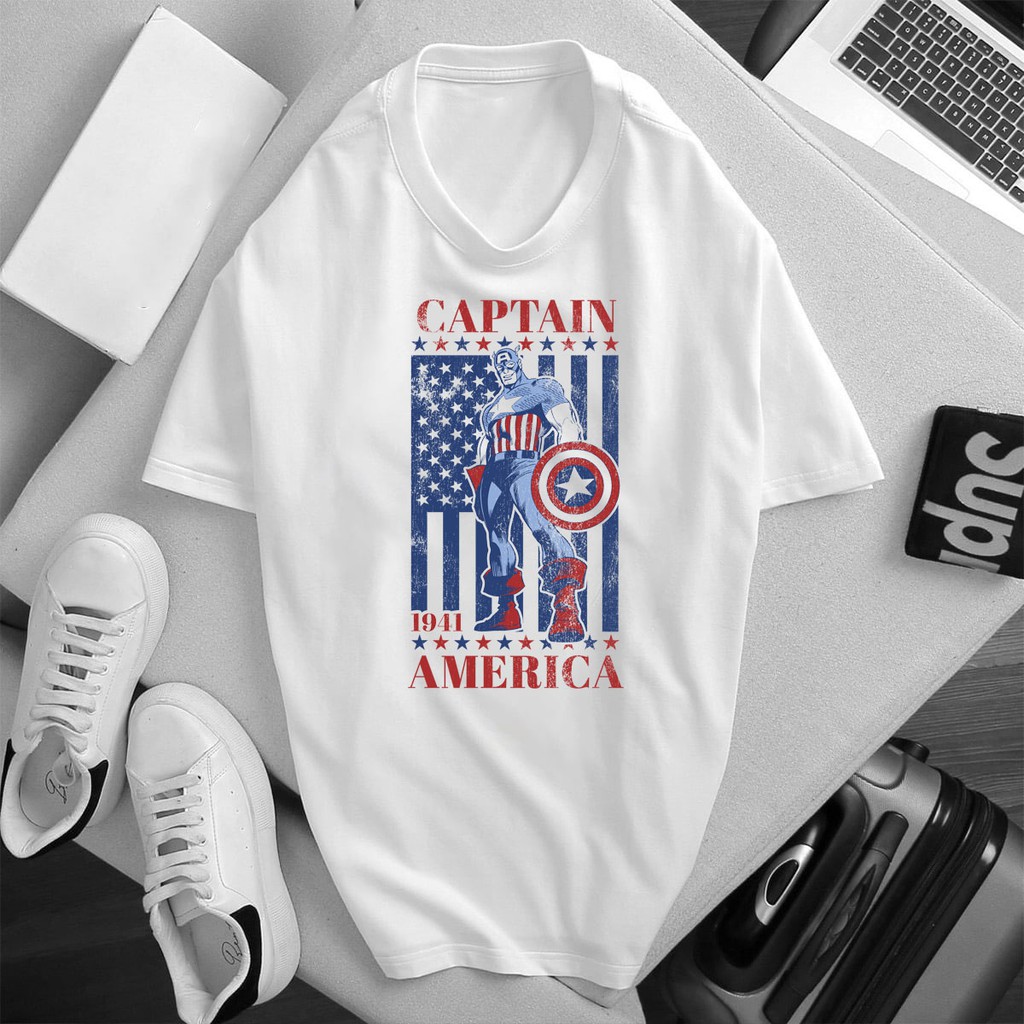 ÁO THUN NAM UNISEX MARVEL CAPTAIN AMERICA IN HÌNH CỰC ĐẸP GIÁ RẺ CỰC SHOCK CÓ SIZE TRẺ EM - 312