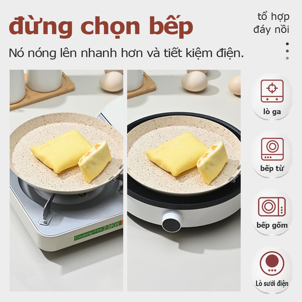 Yinkeo Chảo crepe Nhật Bản 8 inch Phủ Đá Cẩm Thạch Chống Dính Bánh pizza crepe crepe