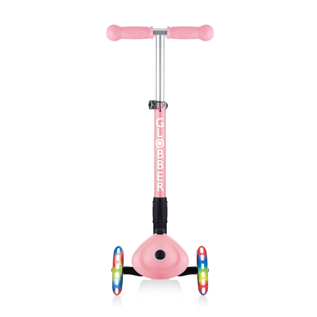 Xe trượt scooter 3 bánh gấp gọn có bánh xe phát sáng Globber Junior Fantasy cho trẻ em từ 2 đến 6 tuổi – Hoa/Hồng Pastel